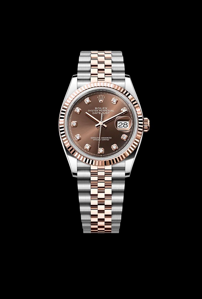 Rolex Datejust 36 in Oystersteelcon “Butterfly mother-of-pearl pavé”, lunetta Domed, bracciale Oystersteel