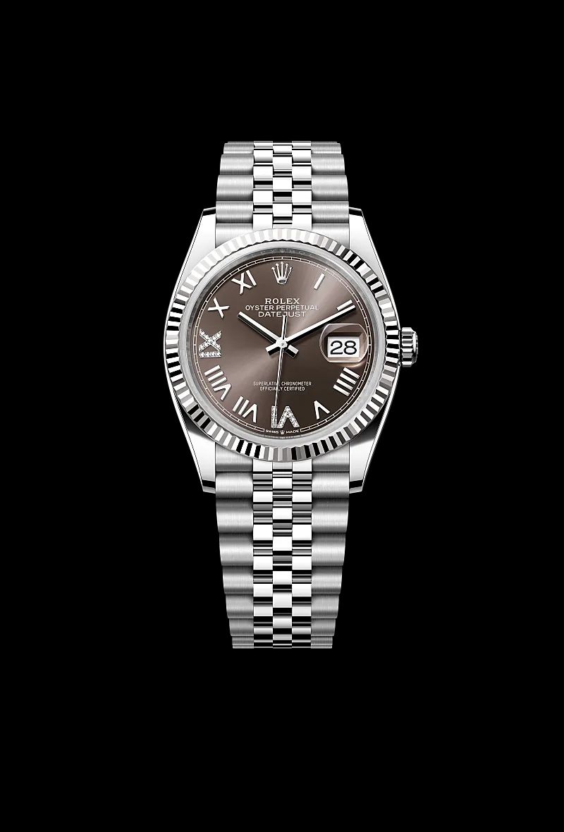 Rolex Datejust 36 in Oystersteelcon “Butterfly mother-of-pearl pavé”, lunetta Domed, bracciale Oystersteel