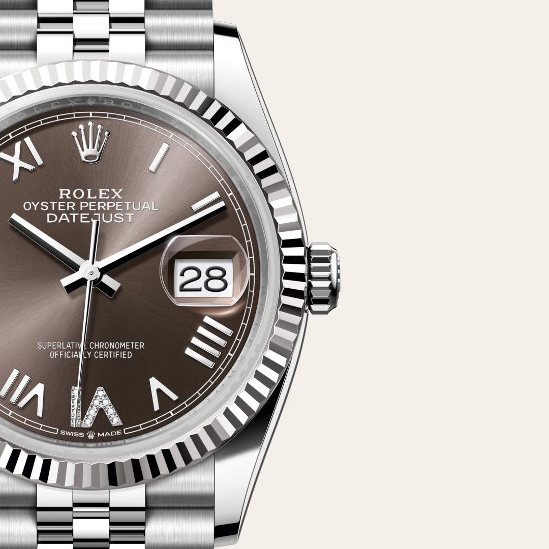 Rolex Datejust 36 in Oystersteelcon “Butterfly mother-of-pearl pavé”, lunetta Domed, bracciale Oystersteel
