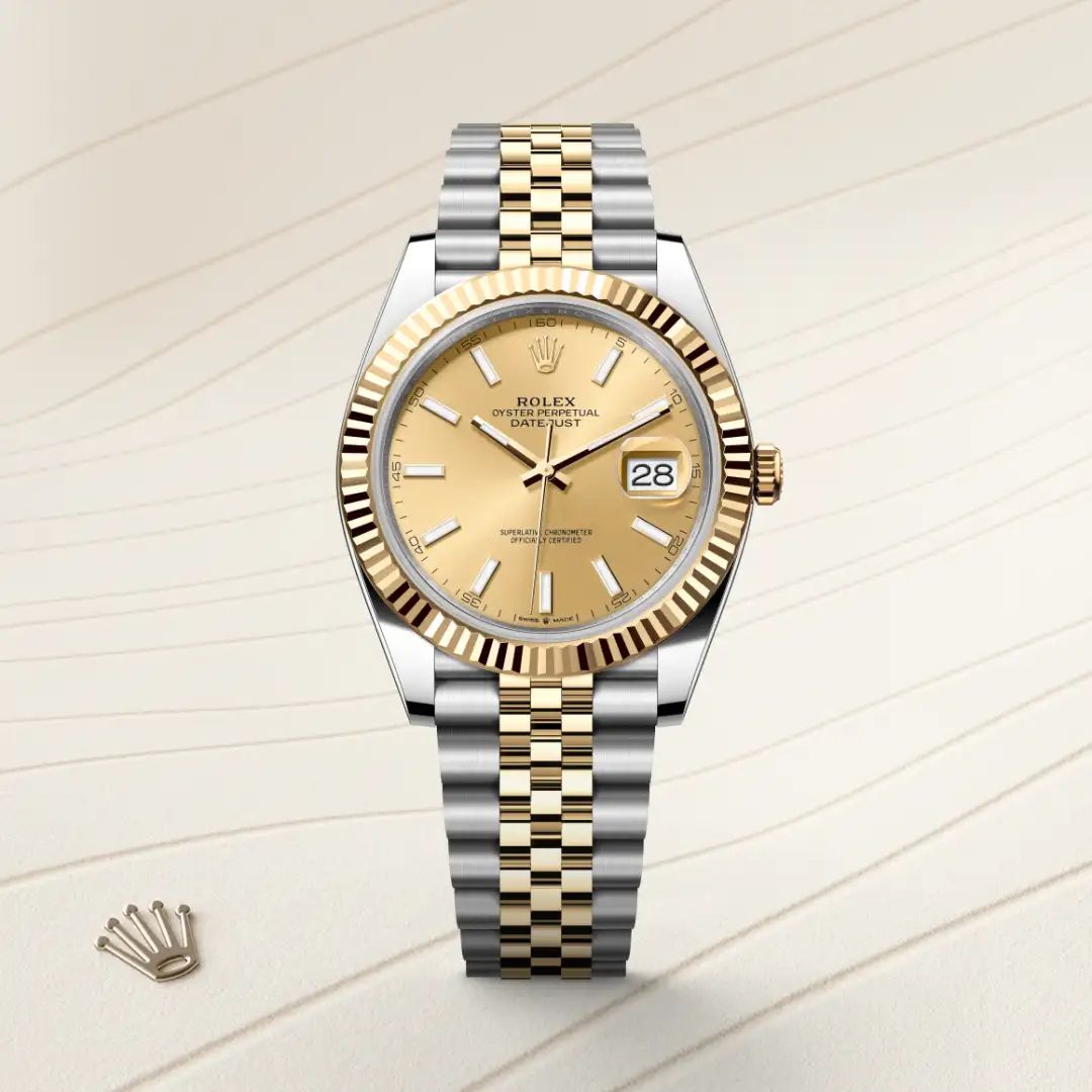 Rolex Datejust 41 in Oystersteelcon “Butterfly mother-of-pearl pavé”, lunetta Domed, bracciale Oystersteel