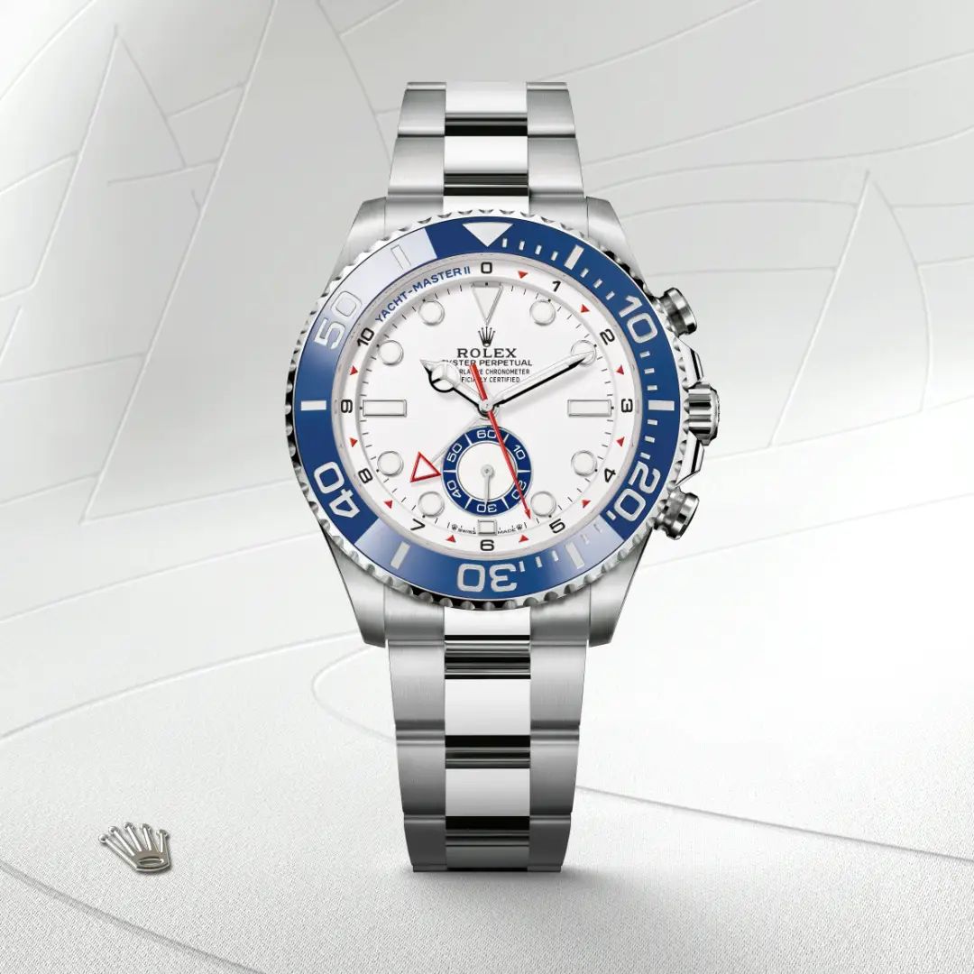 Rolex Yacht-Master II in Acciaio Oystersteelcon “Pavé madreperla farfalle”, lunetta Bombata, bracciale Acciaio Oystersteel