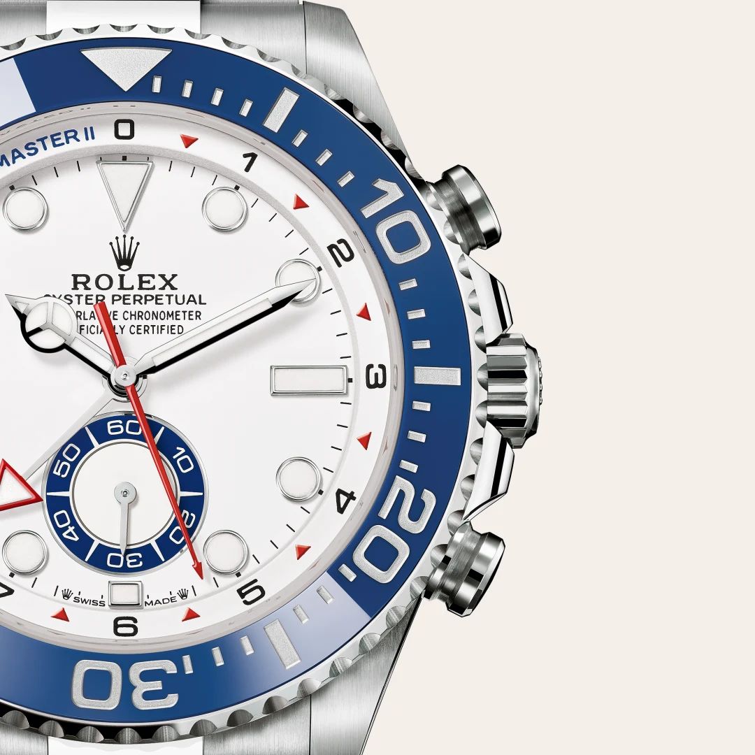 Rolex Yacht-Master II in Acciaio Oystersteelcon “Pavé madreperla farfalle”, lunetta Bombata, bracciale Acciaio Oystersteel