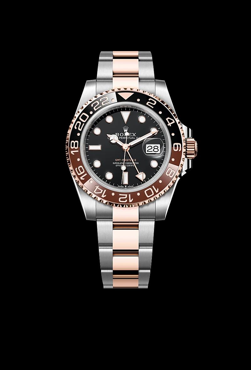 Rolex GMT-Master II in Oystersteelcon “Butterfly mother-of-pearl pavé”, lunetta Domed, bracciale Oystersteel