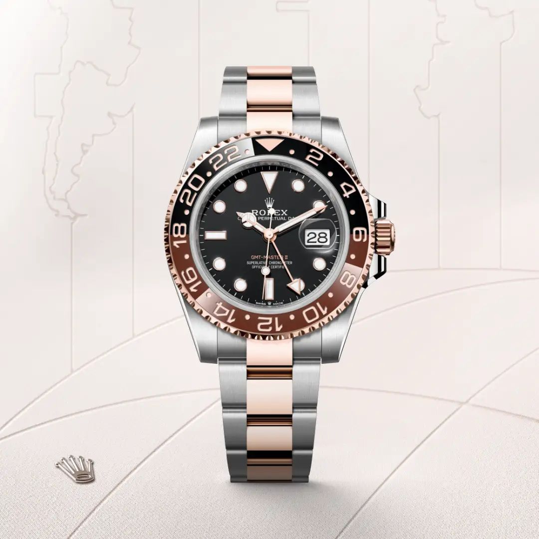 Rolex GMT-Master II in Oystersteelcon “Butterfly mother-of-pearl pavé”, lunetta Domed, bracciale Oystersteel
