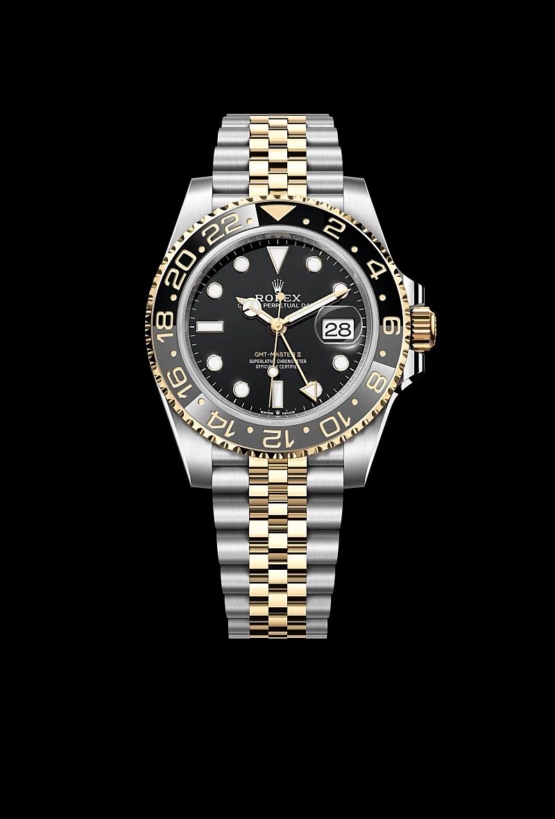 Rolex GMT-Master II in Oystersteelcon “Butterfly mother-of-pearl pavé”, lunetta Domed, bracciale Oystersteel