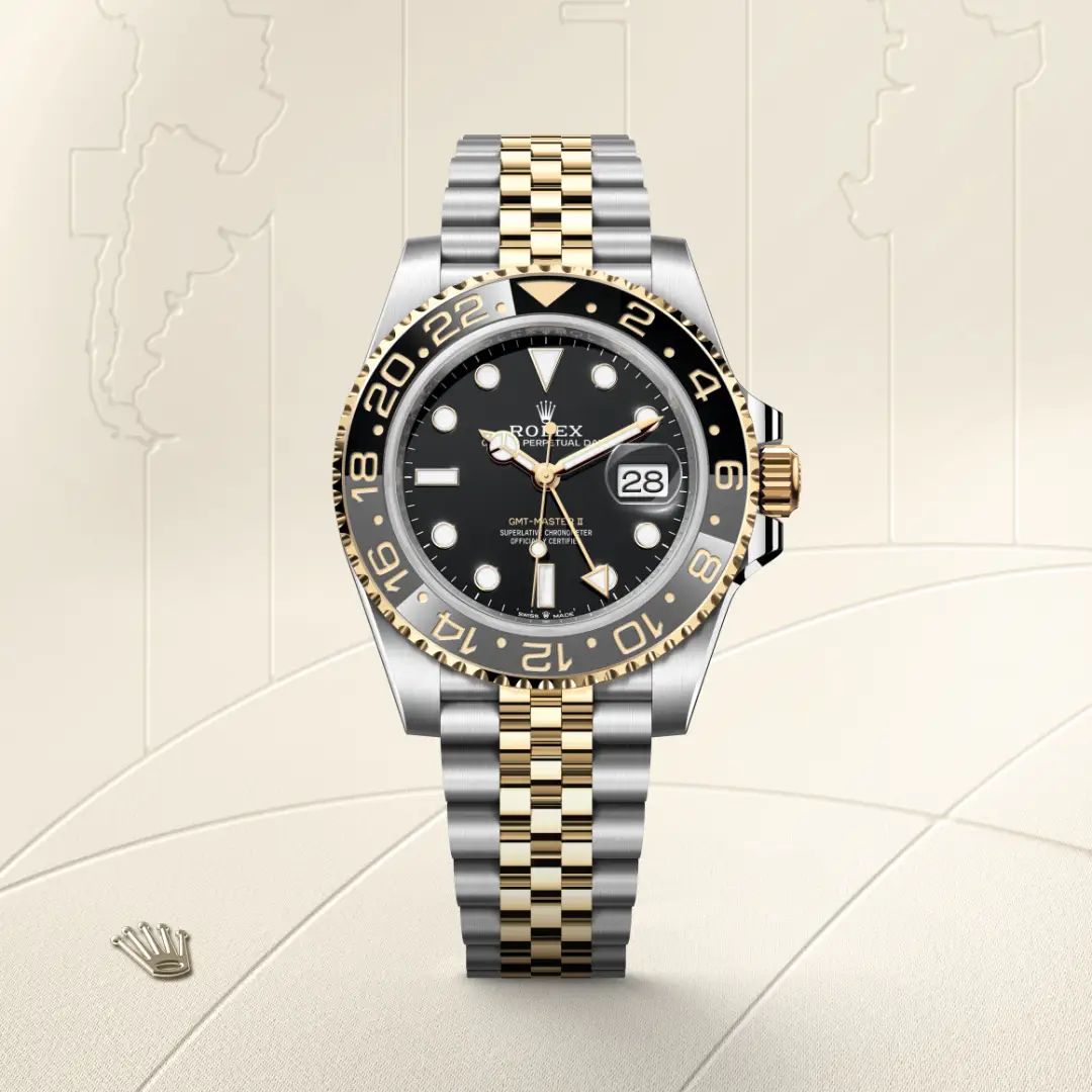 Rolex GMT-Master II in Oystersteelcon “Butterfly mother-of-pearl pavé”, lunetta Domed, bracciale Oystersteel