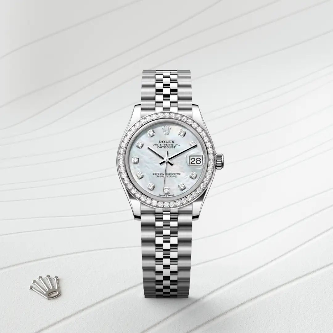 Rolex Datejust 31 in Acciaio Oystersteelcon “Pavé madreperla farfalle”, lunetta Bombata, bracciale Acciaio Oystersteel