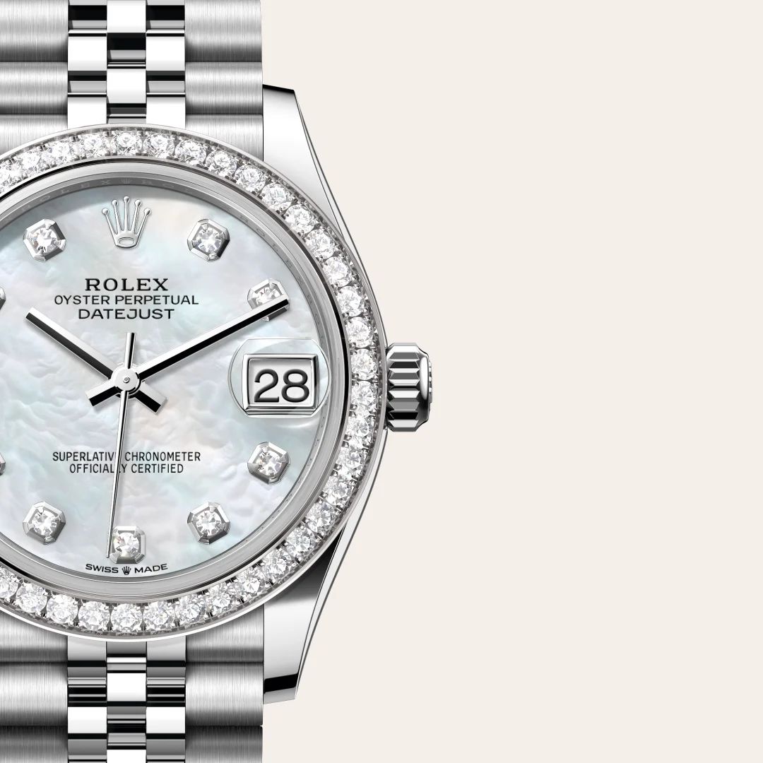 Rolex Datejust 31 in Acciaio Oystersteelcon “Pavé madreperla farfalle”, lunetta Bombata, bracciale Acciaio Oystersteel
