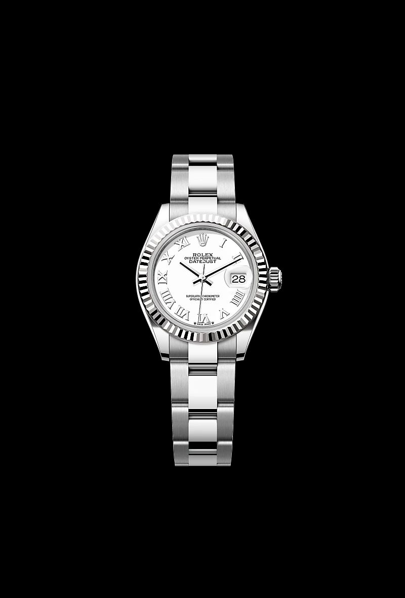 Rolex Lady-Datejust in Oystersteelcon “Butterfly mother-of-pearl pavé”, lunetta Domed, bracciale Oystersteel