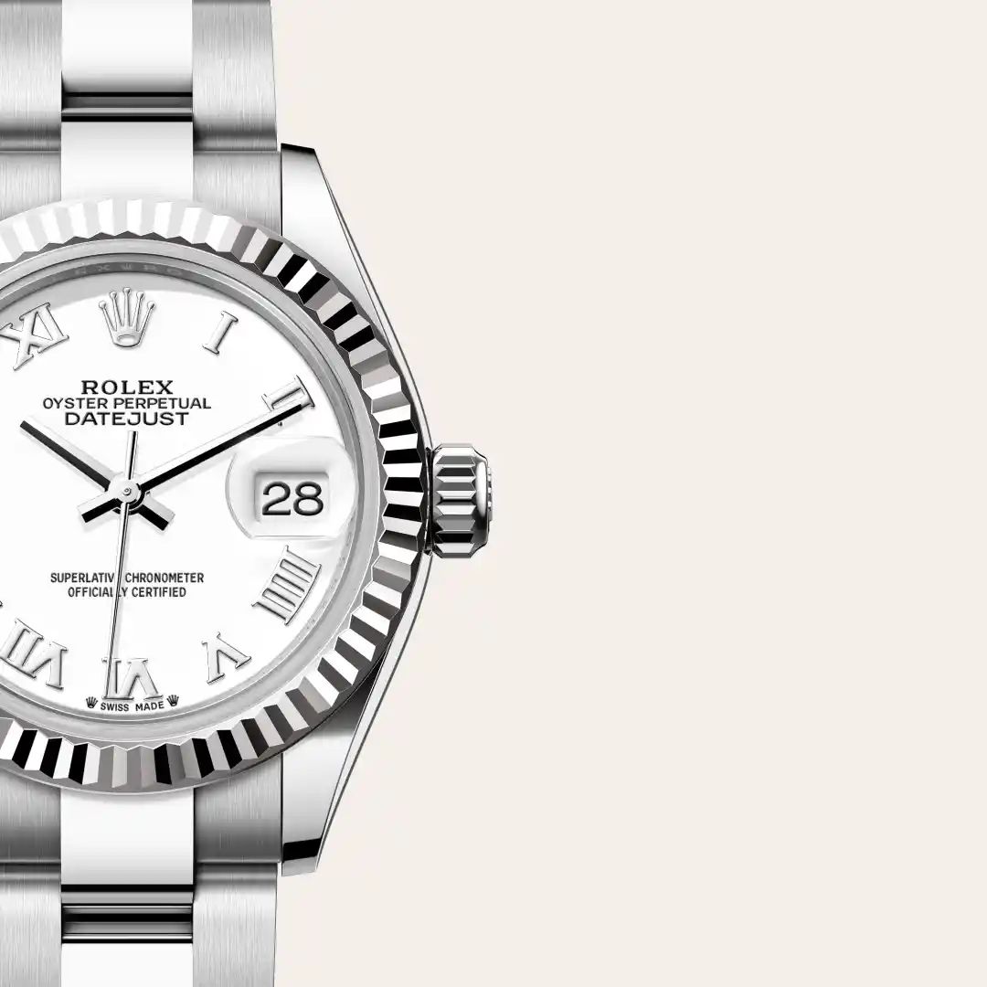 Rolex Lady-Datejust in Oystersteelcon “Butterfly mother-of-pearl pavé”, lunetta Domed, bracciale Oystersteel