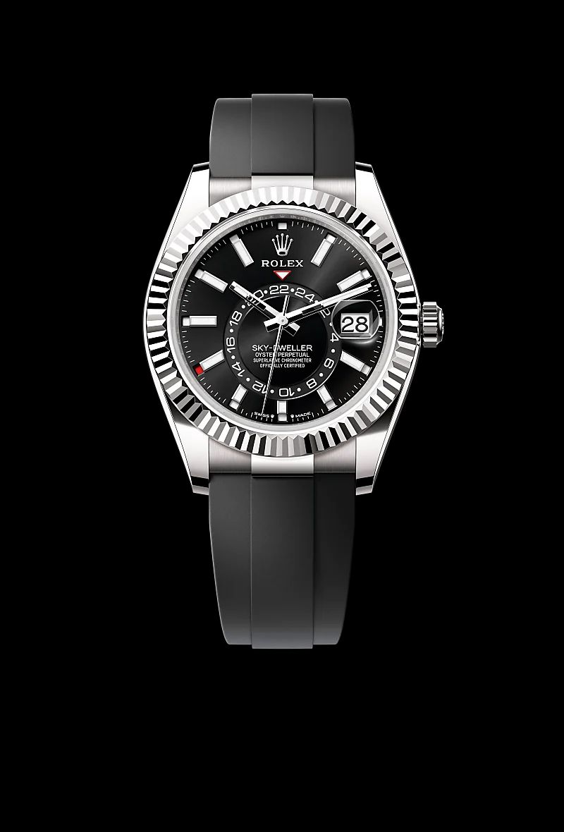 Rolex Sky-Dweller in Oystersteelcon “Butterfly mother-of-pearl pavé”, lunetta Domed, bracciale Oystersteel