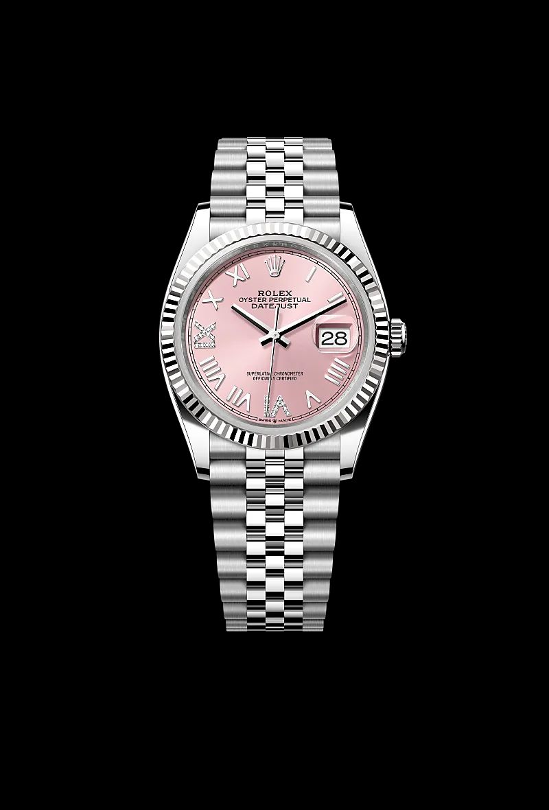 Rolex Datejust 36 in Oystersteelcon “Butterfly mother-of-pearl pavé”, lunetta Domed, bracciale Oystersteel