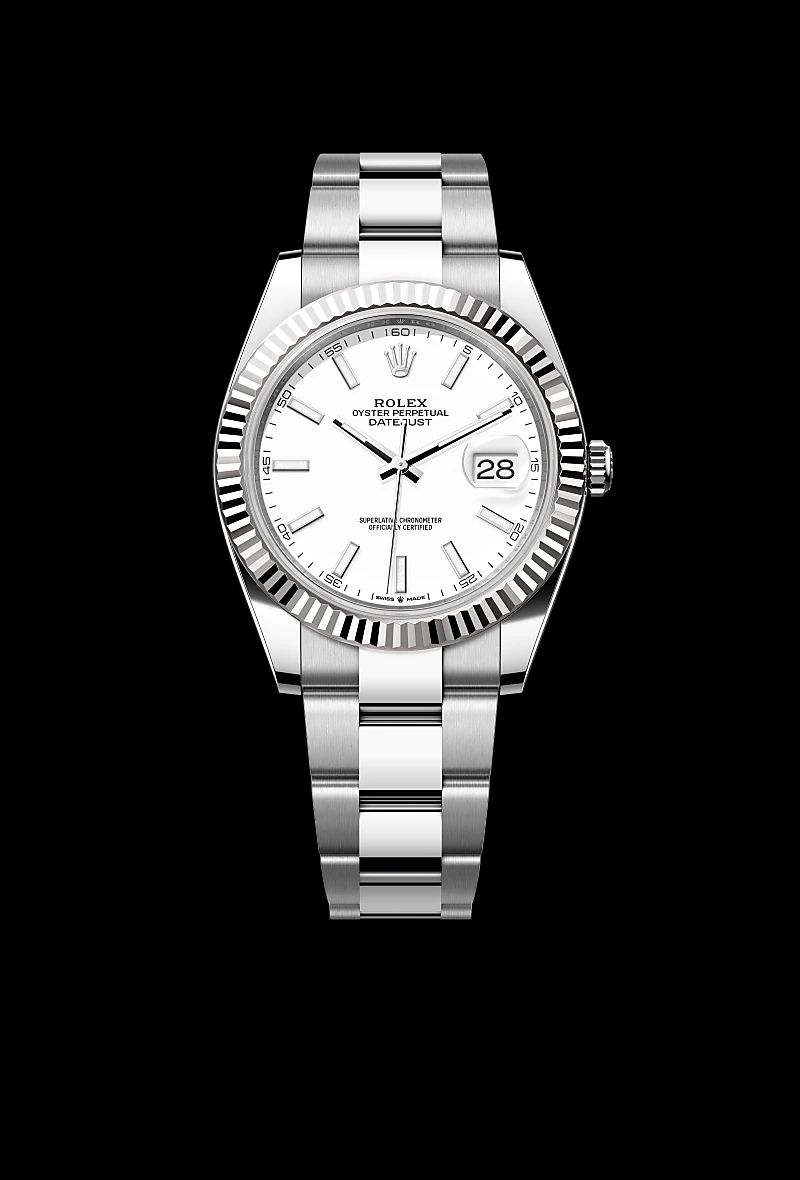 Rolex Datejust 41 in Oystersteelcon “Butterfly mother-of-pearl pavé”, lunetta Domed, bracciale Oystersteel