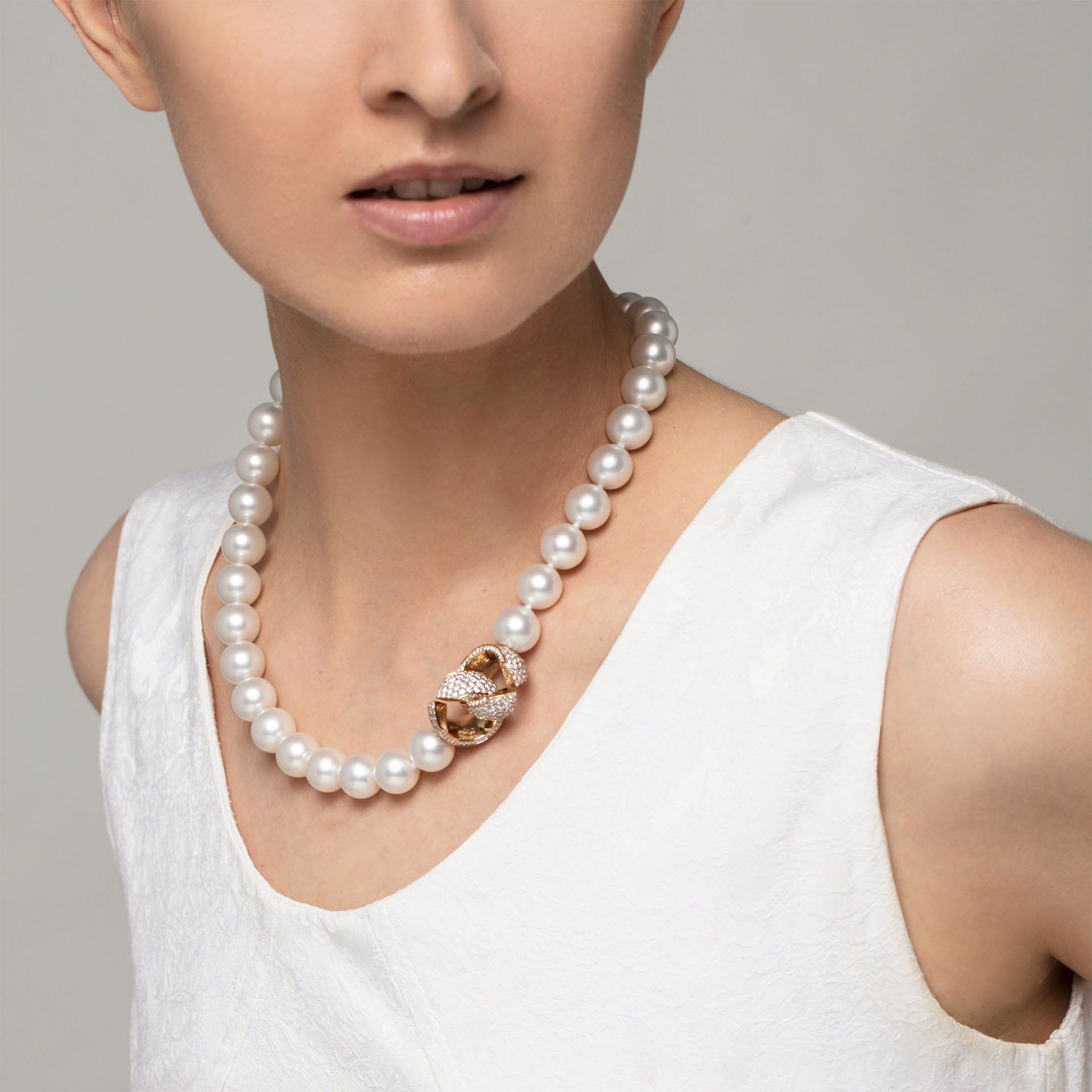 ASTRUA Collana Diva, Perle Australiane, Oro Rosa, Diamanti 1559DLPD.10